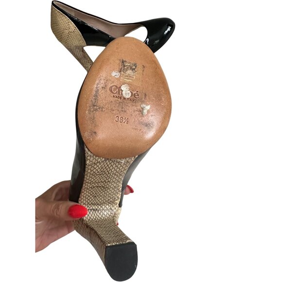 SEE BY CHLOE Colorblock Leather Round Toe Heels Size 38.5 - Picture 7 of 8